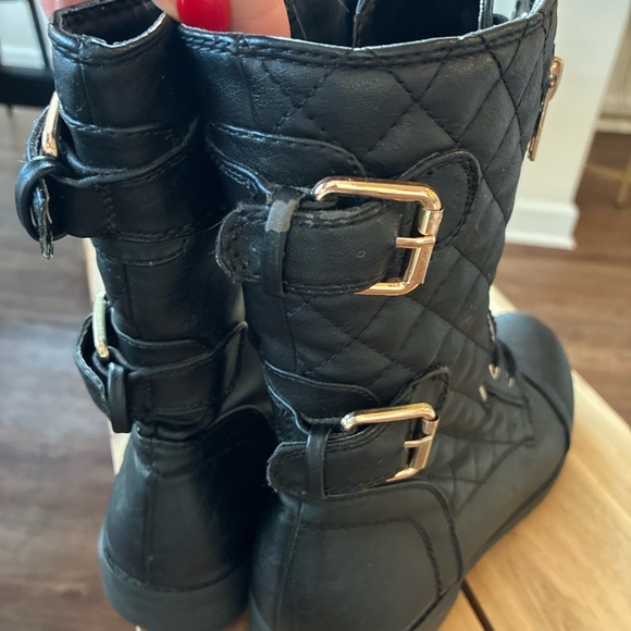 ❄️Quilted Black Combat Boots Size 7.5 - Picture 7 of 8